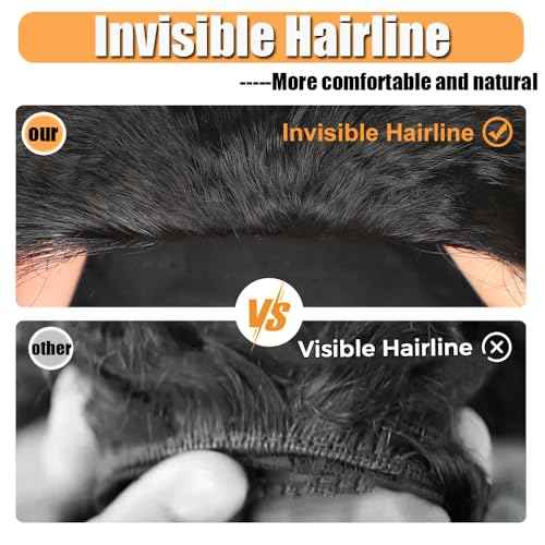 Half Wig Human Hair Kinky Curly Half Wig 3 In 1 Seamless Flip Over Glueless Wig 16 Inch Curly Wigs Human Hair with Drawstring Invisible Hairline Beginner Friendly 200 Density Curly Wig Headband Wig