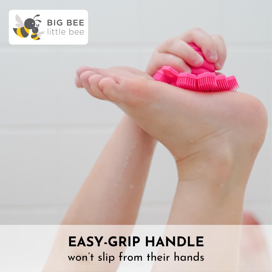 Big Bee, Little Bee - Kids Original ScrubBEE, 100% Silicone Childrens Bath Scrubber, Promotes Effective Independent Hand & Body Washing, As Seen on Shark Tank (Lime)