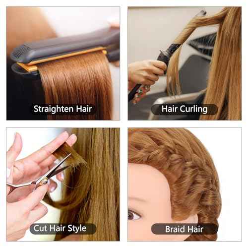 Mannequin Head Human Hair 26"-28" Cosmetology Manikin Head with 80% Human Hair for Hairdresser Practice with Free Clamp Holder and Tools (#27 Light brown)