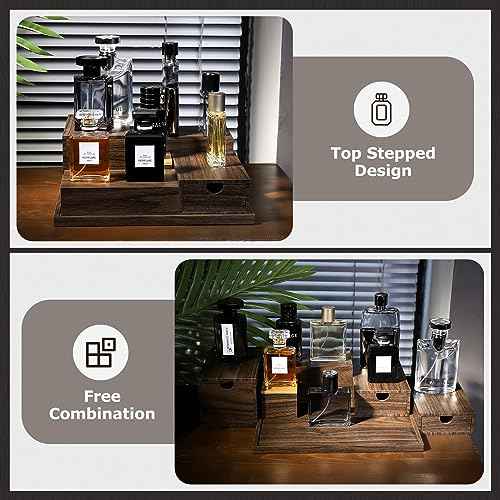 Homde Cologne Organizer - 4 Tier Perfume Display Tray with Hidden Drawers - Perfect for Men Essentials Accessories - A Great Gift for Men