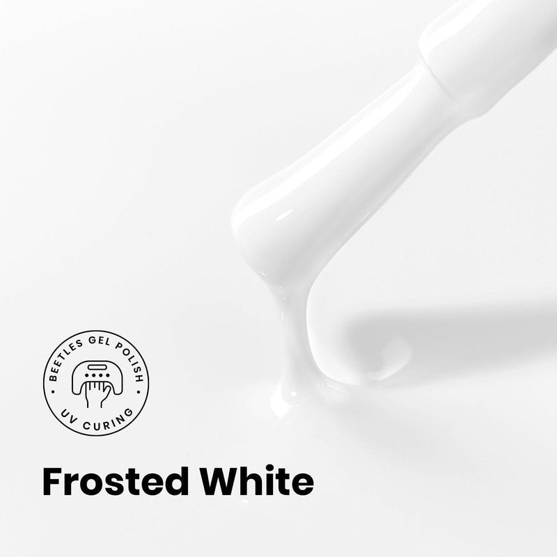 Beetles White Gel Nail Polish - FrostedWhite 15ML/0.51Fl Oz, Milky White Gel Polish, Same Color Same Bottle STAY SHINING, Soak Off UV LED Lamp French Nails Art, Manicure Salon DIY Home White Nails
