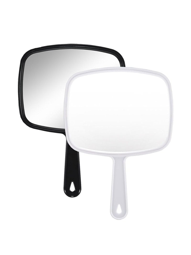 Gladmart Handheld Salon Mirror - Square Design with Handle | 7.4 x 10.3 Inches, Black & White - 2 Pack