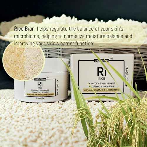 Rice Facial Light Cream 1.7oz, Rice Bran Essence with Collagen, Niacinamide, Vitamin C, Glowing Look, Improves Moisture Skin Barrier, Nourishes Deeply, K Beauty