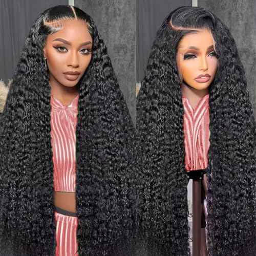 30 Inch Deep Wave Lace Front Wigs Human Hair 210 Density 13x6 HD Lace Front Wigs Pre Plucked Brazilian Curly Human Hair Wig Glueless Frontal Wigs For Black Women