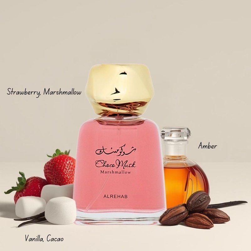 Al Rehab Choco Musk Marshmallow – Sweet, Gourmand, Chocolate, Vanilla – Eau de Parfum Spray Long-Lasting Fragrance for Unisex, 3.4 Ounce / 100ml