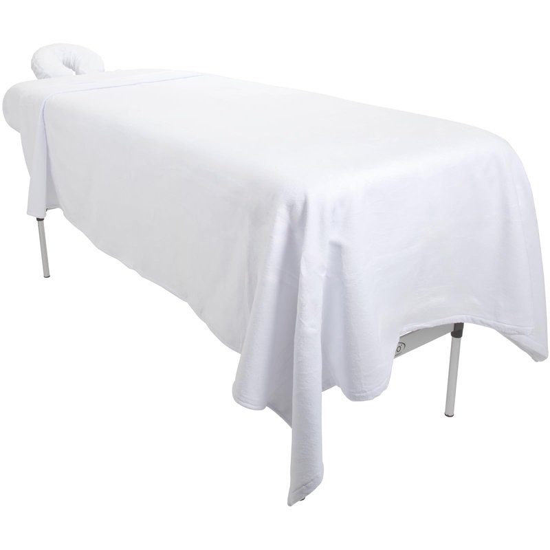 ForPro Luxury TerrySoft 3-Piece Massage Sheet Set, White, Ultra-Soft, Stain and Wrinkle-Resistant, Includes Flat and Fitted Sheets and Face Rest Cover