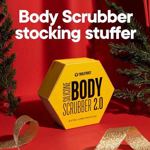 TOOLETRIES Body Scrubber 2.0 ? Premium Silicone Scrubber for Cleaning, Exfoliating Your Skin ? Extra Long Lather Boosting Bristles with Ergonomic Handle, Long-Lasting & Easy to Clean - Charcoal