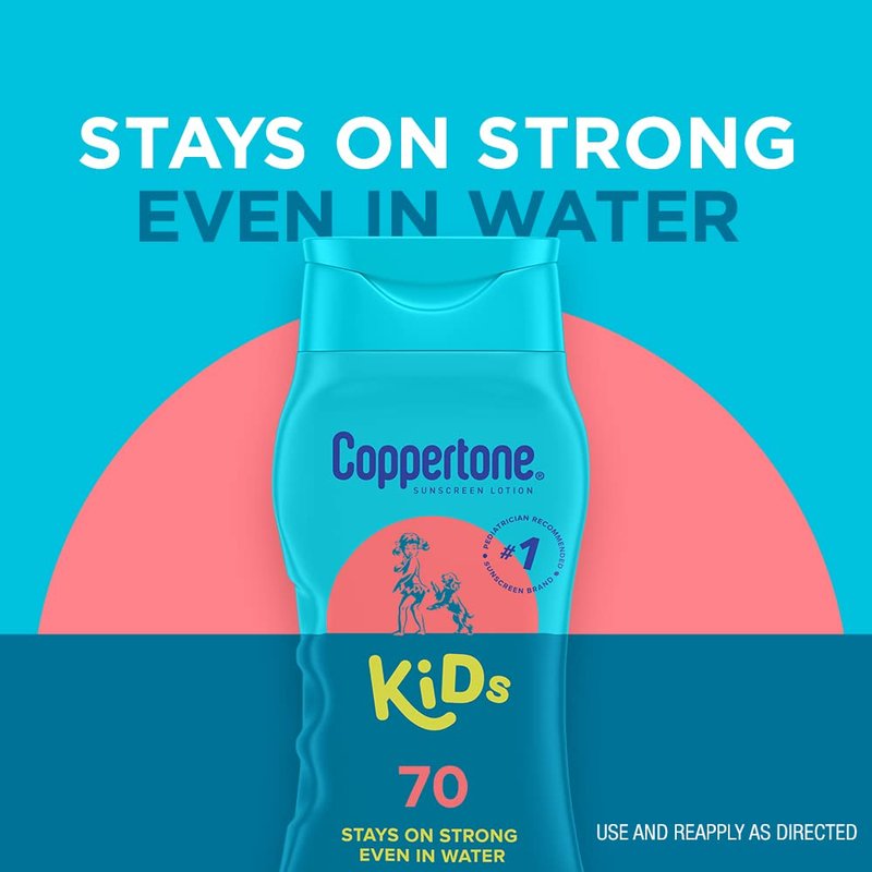 Coppertone Kids Sunscreen Lotion SPF 70, Water Resistant Sunscreen for Kids, 8 Fl Oz Bottle