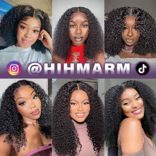 Curly Human Hair Wig 13x6 HD Transparent Lace Deep Curly Front Wigs Human Hair Pre Plucked 180 Density Wear And Go Glueless Wig Straight Wigs for Black Women Natural Black 18 Inch