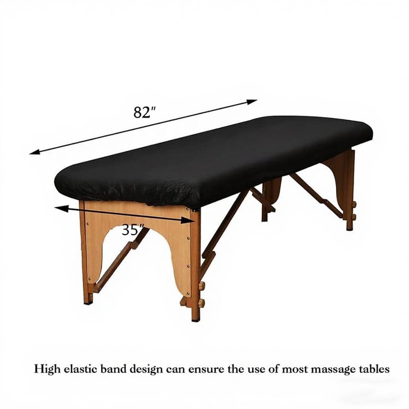 Fancystyle Disposable Fitted Massage Table Sheets - 24 Pack with Headrest Covers | Black 82 x 35