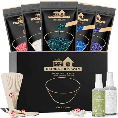 Lifestance Wax Beads Set, 5 Kinds of Waxing Beads, Hard Wax Beans with 57 Items Silicone Spatulas, Perfect for Any Waxing Warmers, Wax Beads for Hair Removal for Bikini Underarm Face Body