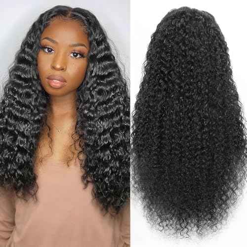 22 Inch Deep Wave Wig Human Hair 200 Density 13x6 Lace Front Wigs Human Hair Pre Plucked Glueless Wigs with Baby Hair Deep Curly Wig for Black Women