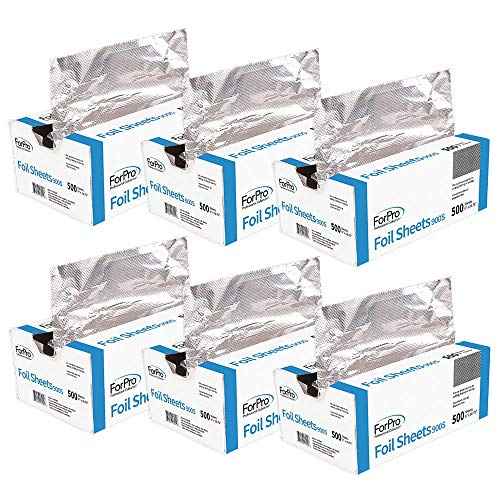 ForPro Professional Collection Embossed Foil Sheets 900S, Aluminum Foil, Pop-Up Dispenser, for Hair Color Application and Highlighting, Food Safe, 9¡± W x 10.75¡± L, 500-Count (Pack of 6)