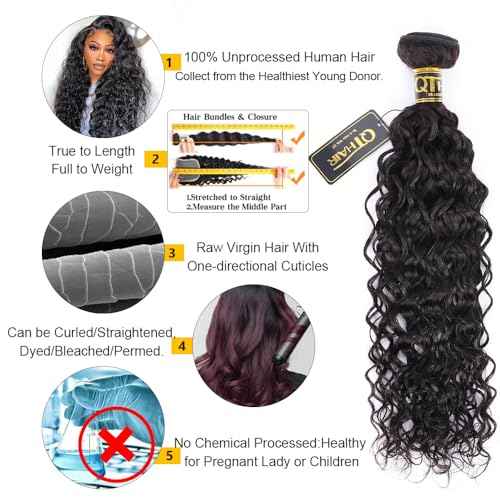 QTHAIR Water Wave Human Hair Bundles (Natural Black,18" 18" 18") 16A Grade 100% Unprocessed Brazilian Virgin Human Hair Weave Wet and Wavy Bundles