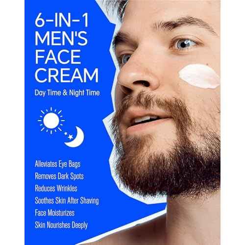 Face Cream for Men, 6 Benefits in One Easy Step, Alleviates Eye Bags, Removes Dark Spots, Reduces Wrinkles, Soothes Skin After Shaving, Face Moisturizes, Skin Nourishes Deeply - 2 Pack