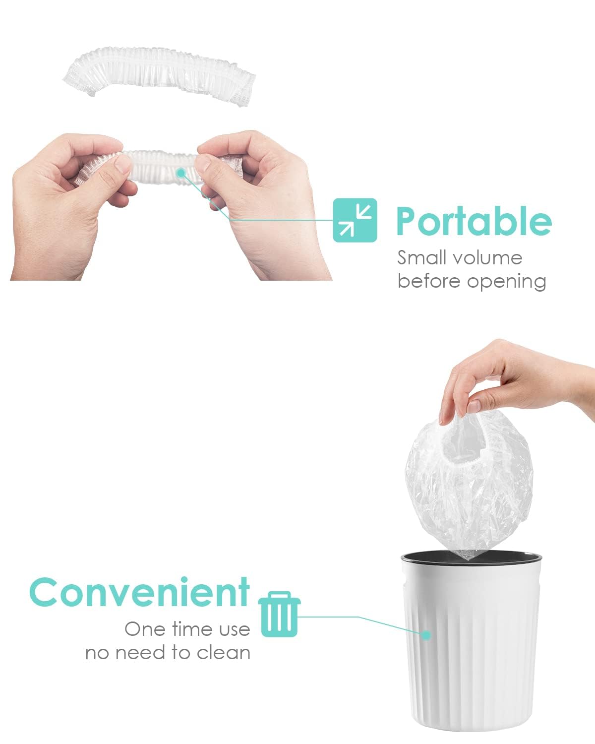 Auban 100PCS Disposable Shower Caps, Hair Cap Large Plastic Clear Thick Waterproof Bath Caps For Women, Hotel Travel Essentials Accessories Deep Conditioning Hair Care Cleaning Supplies(17.3")
