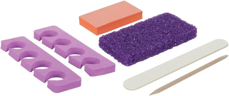 ForPro 5-Piece Pedicure Kit - Complete Set with Purple Pumice Pad, Wood Nail File & Toe Separators