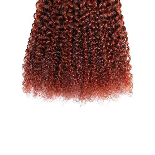 P33/350 Bundles Ombre Ginger Brown Kinky Curly Human Hair Bundle Two Tone Color 33 Auburn Mixed With Orange Bundle Highlight Copper 3 Bundles 16 18 20 Inch