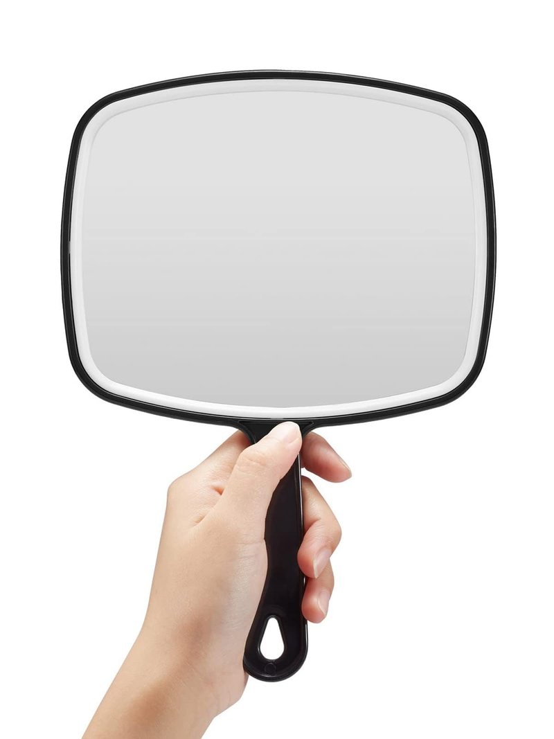 OMIRO Hand Mirror, Black Handheld Mirror with Handle, 6.6" W x 9.2" L