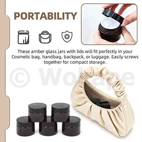 20 Pack 0.5oz/ 15ml Amber Glass Jars with Liner Lids Spatulas, Round Travel Containers for Ointments Lotion Creams Sample Pack