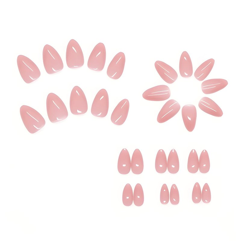 Skiennix 24Pcs Nude Press-On Nails - Short Almond Gradient Design | Glossy Full Cover for Women