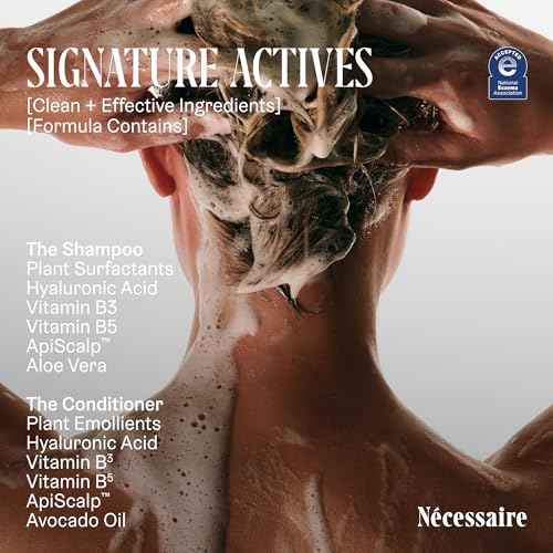 N?cessaire The Hair Duo - Shampoo and Conditioner Set 2 x Full-Size. The Shampoo + The Conditioner. Hyaluronic Acid + Vitamin B Complex. Fragrance-Free. Approved by the National Eczema Association.