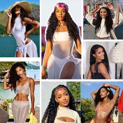 Deep Wave Lace Front Wigs Human Hair 13x4 Deep Lace Frontal Wigs for Women HD Lace 200 Density Wet and Wavy Kinky Curly Lace Front Wig Glueless Wig Pre Plucked with Baby Hair 24 Inch