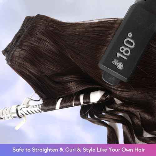 Dark Brown Clip in Hair Extensions Real Human Hair Invisible Seamless Remy Human Hair Clip in Extensions for Women 14 Inch 75g, 8pcs Per Set with Double Weft
