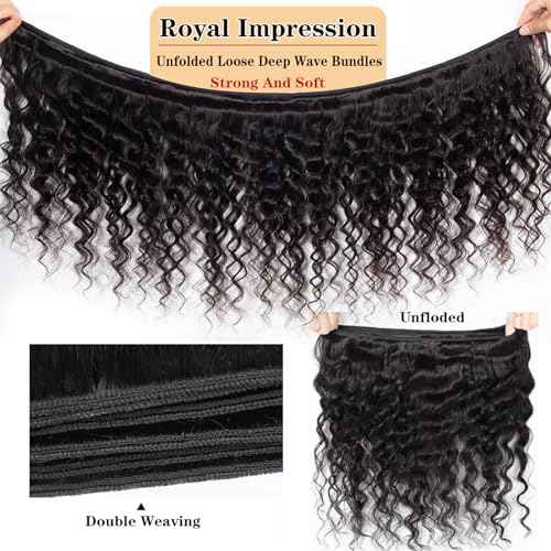 ROYAL IMPRESSION 12A Grade Brazilian Virgin Hair Loose Wave One Bundles 26 Inch Remy Deep Human Weave 100% Real Unprocessed Natural Color