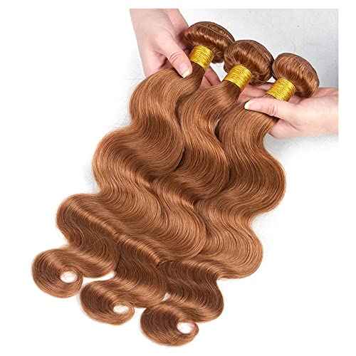28 30 32 Inch Color #30 Body Wave Bundles Light Brown Bundles Human Hair 8A Peruvian Virgin Hair Color #30 Bundle Hair Extensions 300g