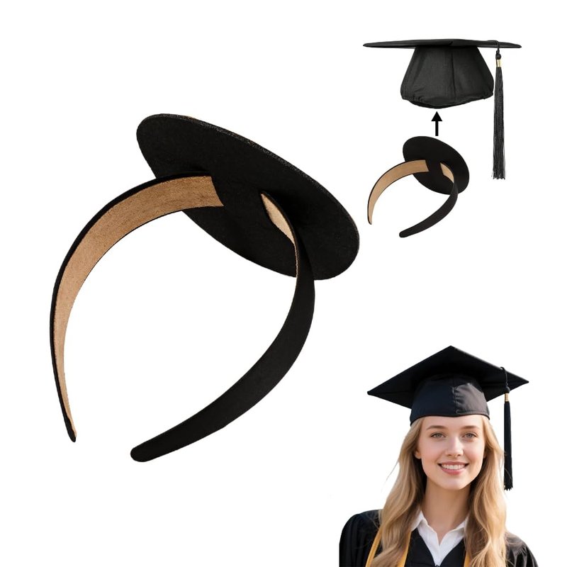 Achenyu Graduation Cap Headband, Grad Cap Headband, Firm Anti-Fall Hairband for Graduation, Hat Accessories for Graduates (1 Pcs, Circle)