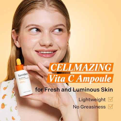 Torriden CELLMAZING Vita C Ampoule 30ml (1.01 fl.oz.) | Refining Sagging Pores and Skin Texture | 5D Vitamin C, Seaweed Complex, Panthenol | Korean Facial Serum