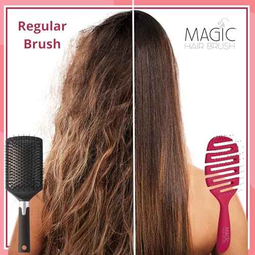 Best Hair Detangler with Storage Wallet Soft Bristles Flexible Vented Head Glide Easily Through Tangles and Knots (Pink Classic - EXP 248)