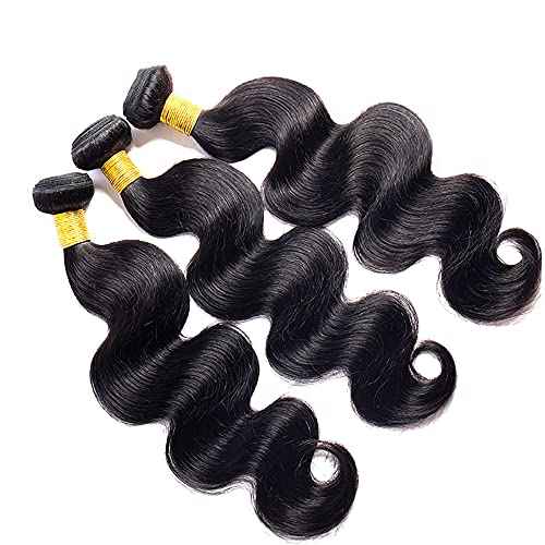 16 16 16 Inch Body Wave Bundles Human Hair Bundles #1B Nature Black Body Wave Bundle Unprocessed Brazilian Virgin Weave Hair 3 Bundle 50 Gram Per Bundle for Woman