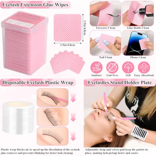 Lashes Kit for Eyelash Extension Beginner Lash Tech Starter Kit with Eye Lash Mannequin Head, Professional Eyelash Extension Kit with Lash Fan, Extension Glue and Eyelash Remover for Practice Training