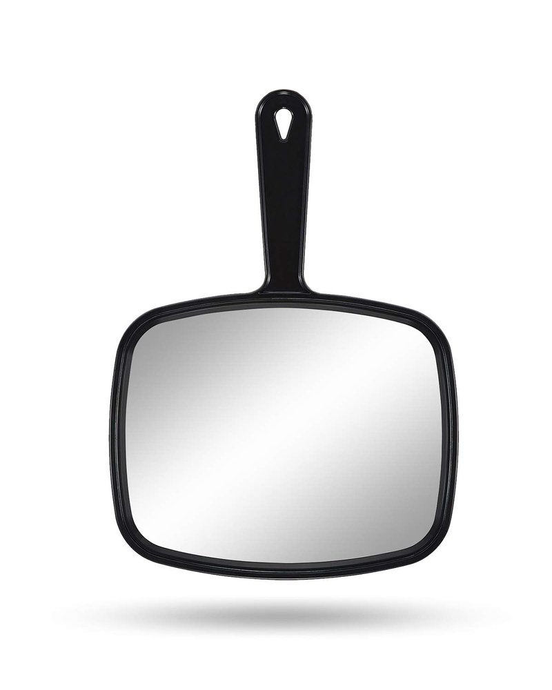 Handheld Salon Mirror - Square Black Hairdressing Mirror with Handle | 7.4 x 10.3 Inches