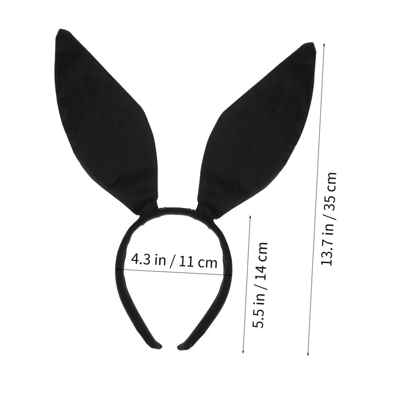 Uonlytech Ears Headband for Women, Black Rabbit Ear Hair Band Easter Rabbit Ear Hair Accessories for Girls Party Costume