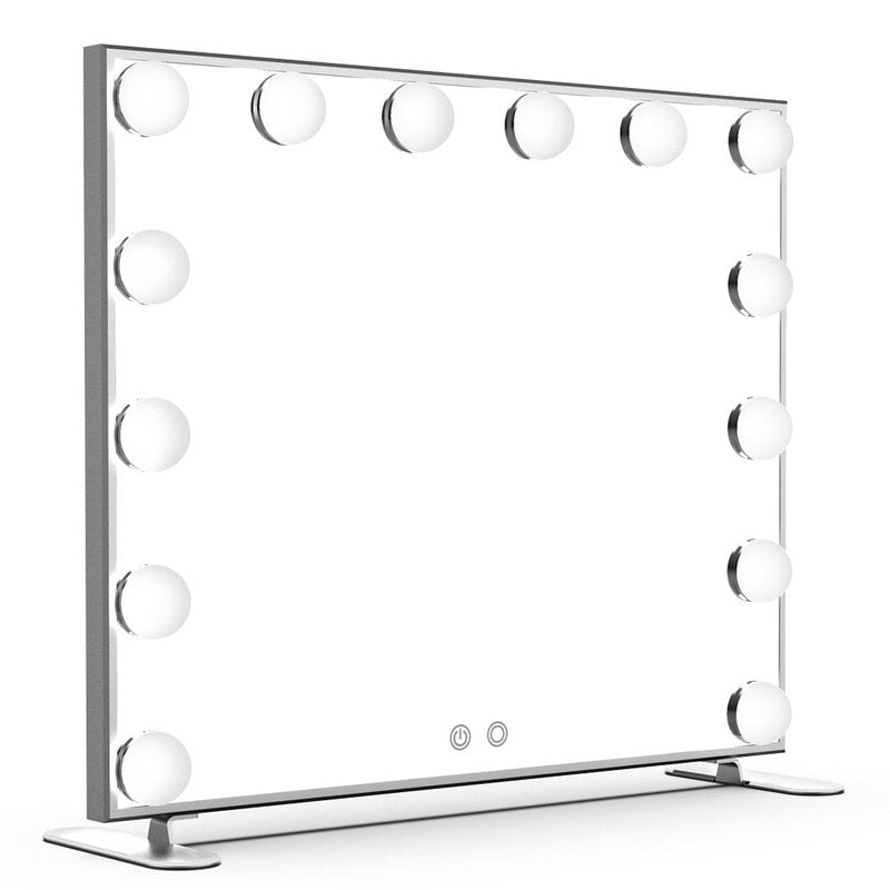 Nitin Lighted Vanity Mirror with Touch Control Design, Hollywood Makeup Mirrors with Lights, Tabletop or Wall Mounted Vanity Mirrors (Silver)