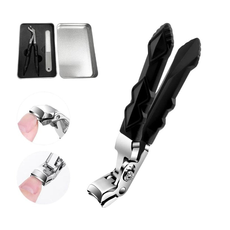 Pro Nail Clippers, 2025 Upgraded Large Angled Head Toenail Clippers Easy Trimming, Wide Jaw Opening Nail Clippers for Thick Nails, Long Handle Nail Clipper for Seniors Men Women (1 Set)