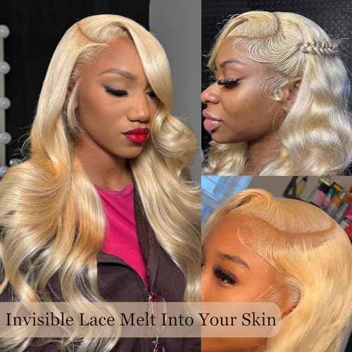 13x4 Lace Frontal Closure Body Wave Ear to Ear Transparent HD Lace Frontal Brazilian Virgin Human Hair Frontal Pre Plucked With Baby Hair 613 Blonde 16 Inch