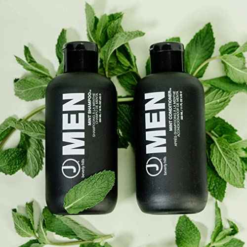 J Beverly Hills Men's Mint Shampoo with Peppermint Oil for a Healthy Scalp, (12 Oz, 32 Oz)