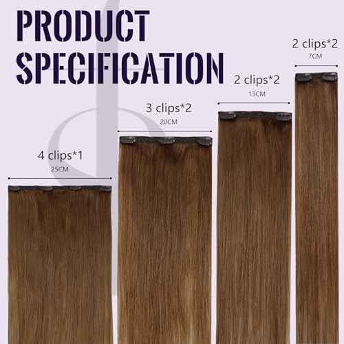 Fshine Clip In Hair Extensions 16 Inch Copper Brown Real Human Hair 105 g 7 pcs Soft Silky Texture Clip Ins For Women Lightweight And Natural Blend, For Casual Chic Everyday Looks