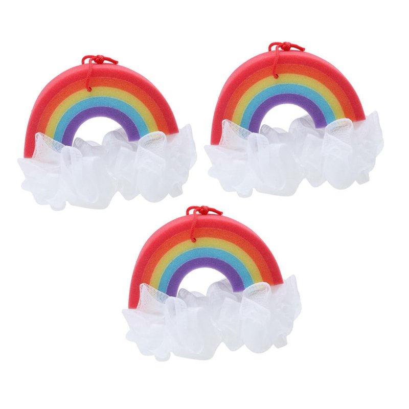 minkissy 3pcs Rainbow Bath Sponge Rainbow Loofah Body Scrubber Kids Shower Shower Balls Body Scrubber Exfoliator for Toddler Baby Kids Body Shower