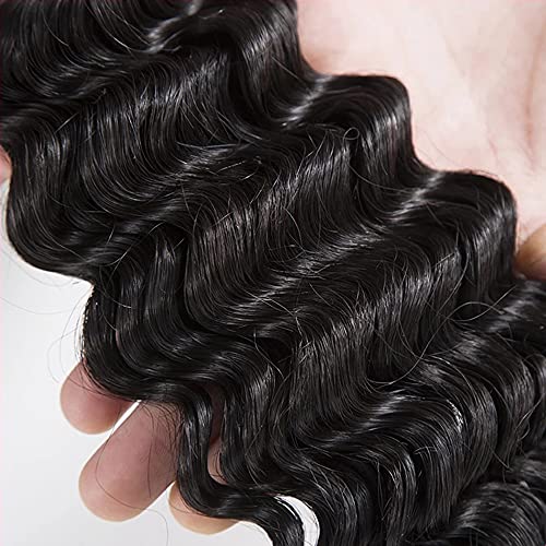 16 16 16 Inch Deep Wave Human Hair Bundles Natural Black Color Brazilain Unprocessed Virgin Hair Loose Wave Bundles Human Hair Natural Color Remy Human Hair Weave