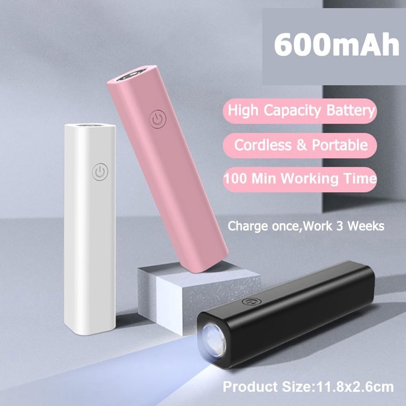 Mini UV LED Nail Lamp, Flash Cure Lamp Quick Dry for Gel Polish, Portable USB Flashlight Nail Dryer for Fast Curing at Salon Home DIY (Pink)