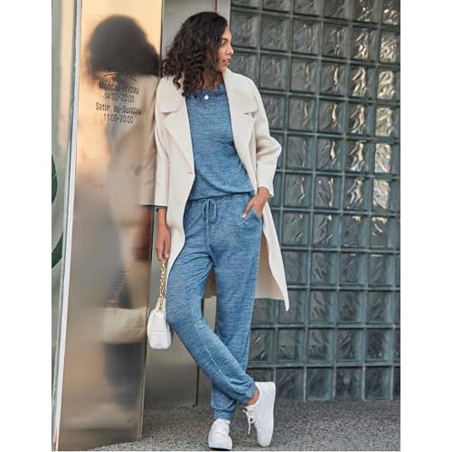Ekouaer Womens Pajamas Set Long Sleeve Loungewear Soft Lounge Set Joggers with Pockets
