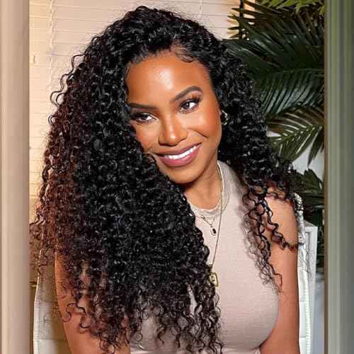 Half Wig Human Hair 200% Density Water Wave Glueless Wigs Human Hair 3 In 1 Drawstring Seamless Flip Over with Adjustable String Invisible Hairline Beginner Friendly Headband Wig 20 Inch