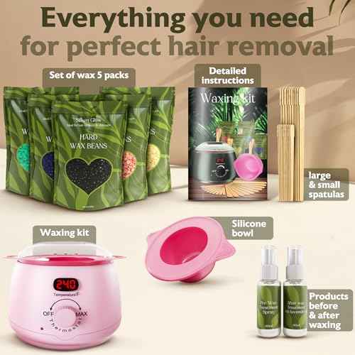 Wax Kit for Hair Removal, Wax Pot for Hair Removal for Face, Body, Leg, Bikini, Brazilian Wax, Waxing Kit for Women & Men (34 Accessories)