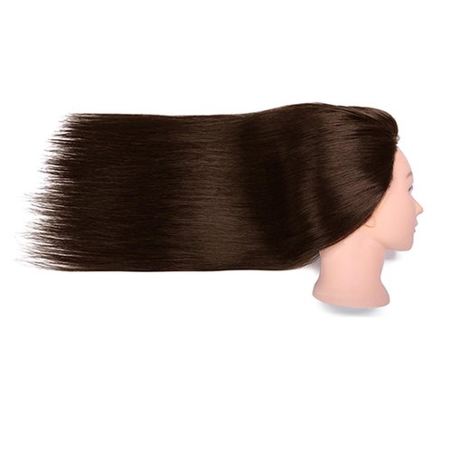Armmu 26"-28" Mannequin Doll Head with 60% Real Hair, Hairdresser Practice Training Head Cosmetology Manikin Doll Head with 9 Tools and Clamp - #4 Brown