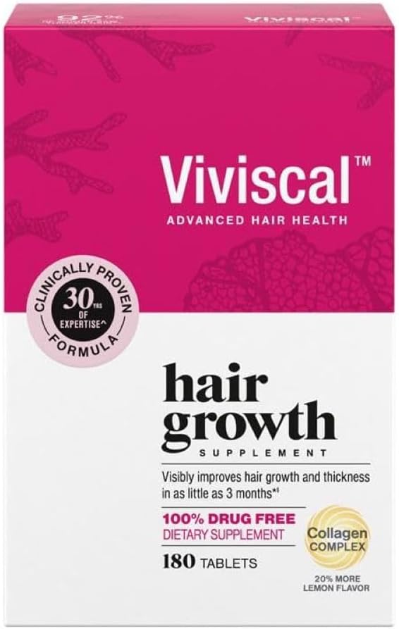 Viviscal Hair Growth Supplements for Women - Thicker, Fuller Hair Support with Biotin & Marine Collagen | 180 Tablets, 90-Day Supply